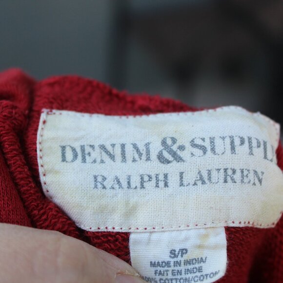 Denim & Supply Ralph Lauren Hoodie Pull Over American Flag Red Size Small - Picture 5 of 5